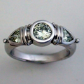 Ring with Green Crystal in Vintage Silver