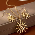 Solar Golden Set Earrings + Necklace