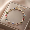 Colorful Heart Gold Bracelet