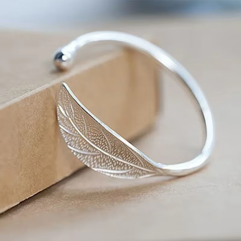 Ring in the Shape of a Silver Leaf