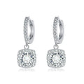 Square Halo Moissanite Drop Earrings