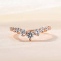 Round Cut Curved Design Thin Wedding Ring