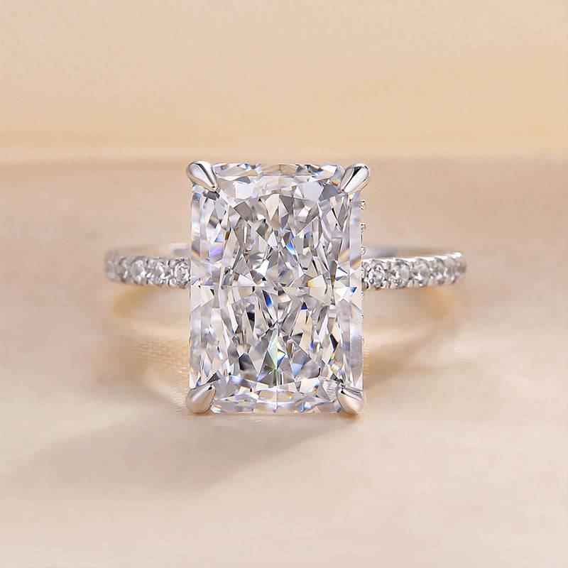 Radiant Cut Engagement Ring or Enhancer Wedding Set in Sterling Silver