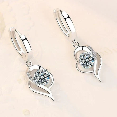 Silver and Zirconia Inlaid Floral Earrings