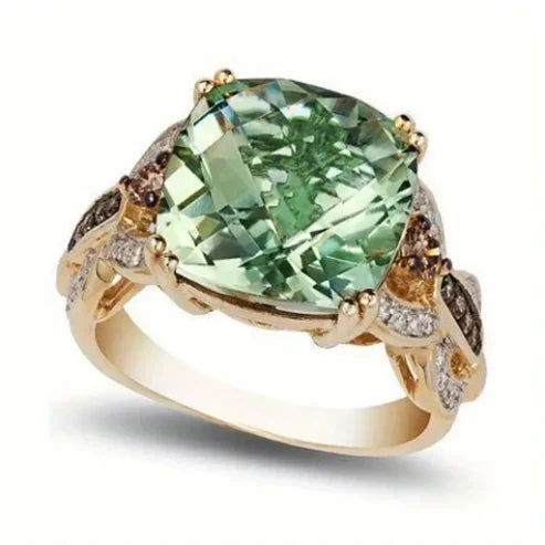Gold Olive Crystal Ring